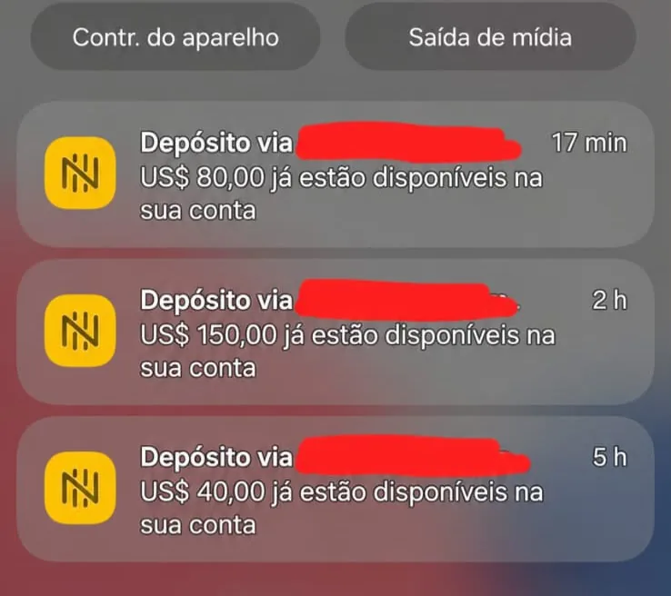 Registro de resultado apresentado pelo especialista — depósitos internacionais